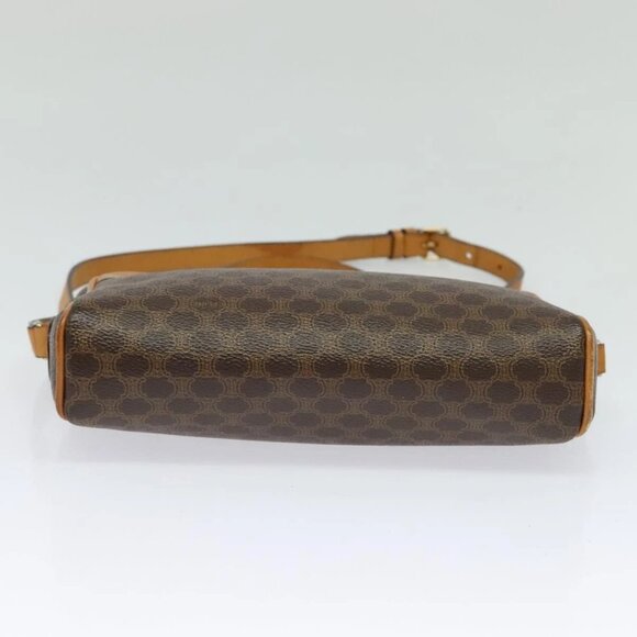 CELINE Macadam Canvas Shoulder Bag PVC Leather Brown Gold Auth - Picture 5 of 16